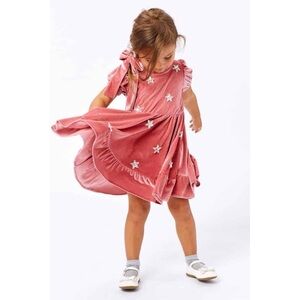 Lil Lemons For Love And Lemons Girl’s North Star Velvet Dress Pink 2T NWT New